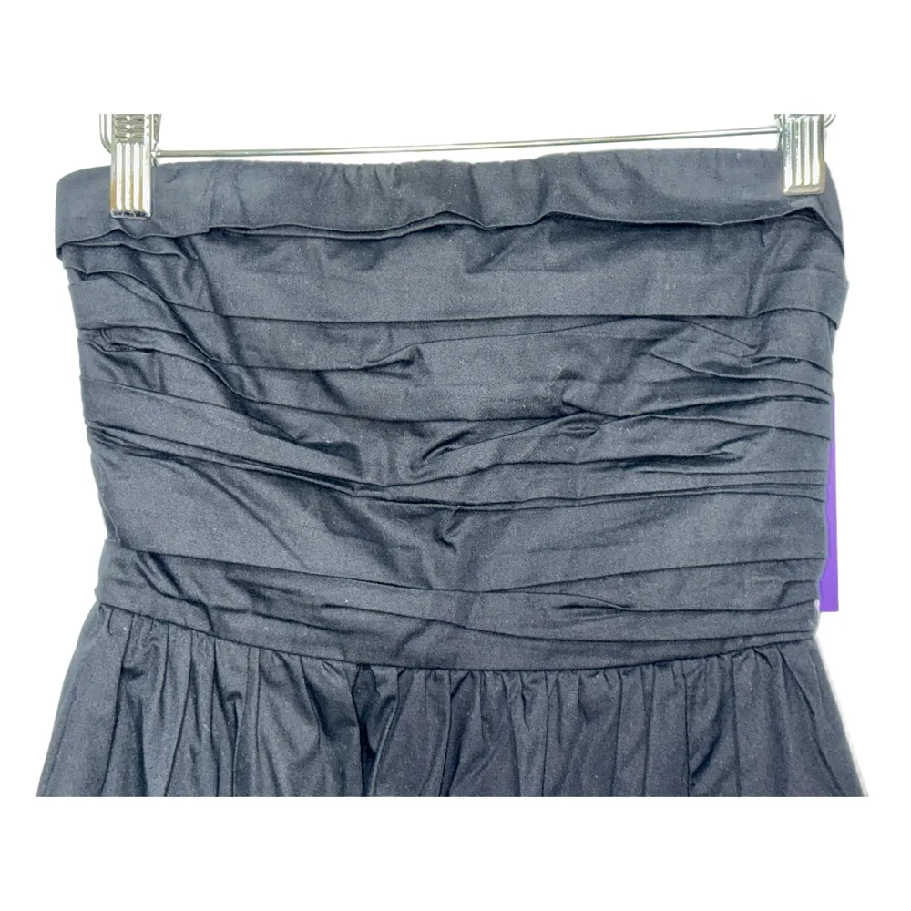 Abercrombie & Fitch Black Cotton Pleated Bodice Strapless Gown Midi Dress Sz XS - Image 4