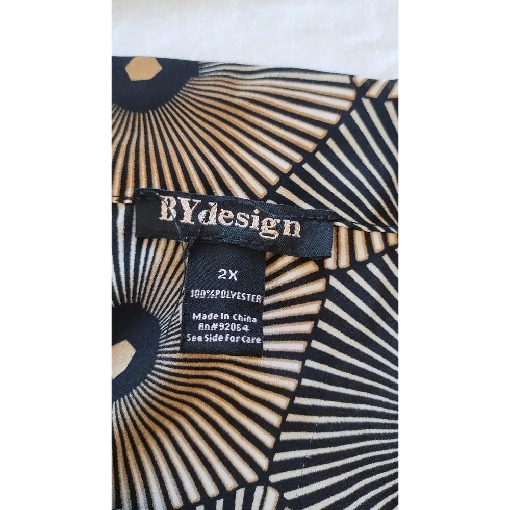 A love story Geometric print Blouse Tie bow neck women tops size 2XL - Image 5