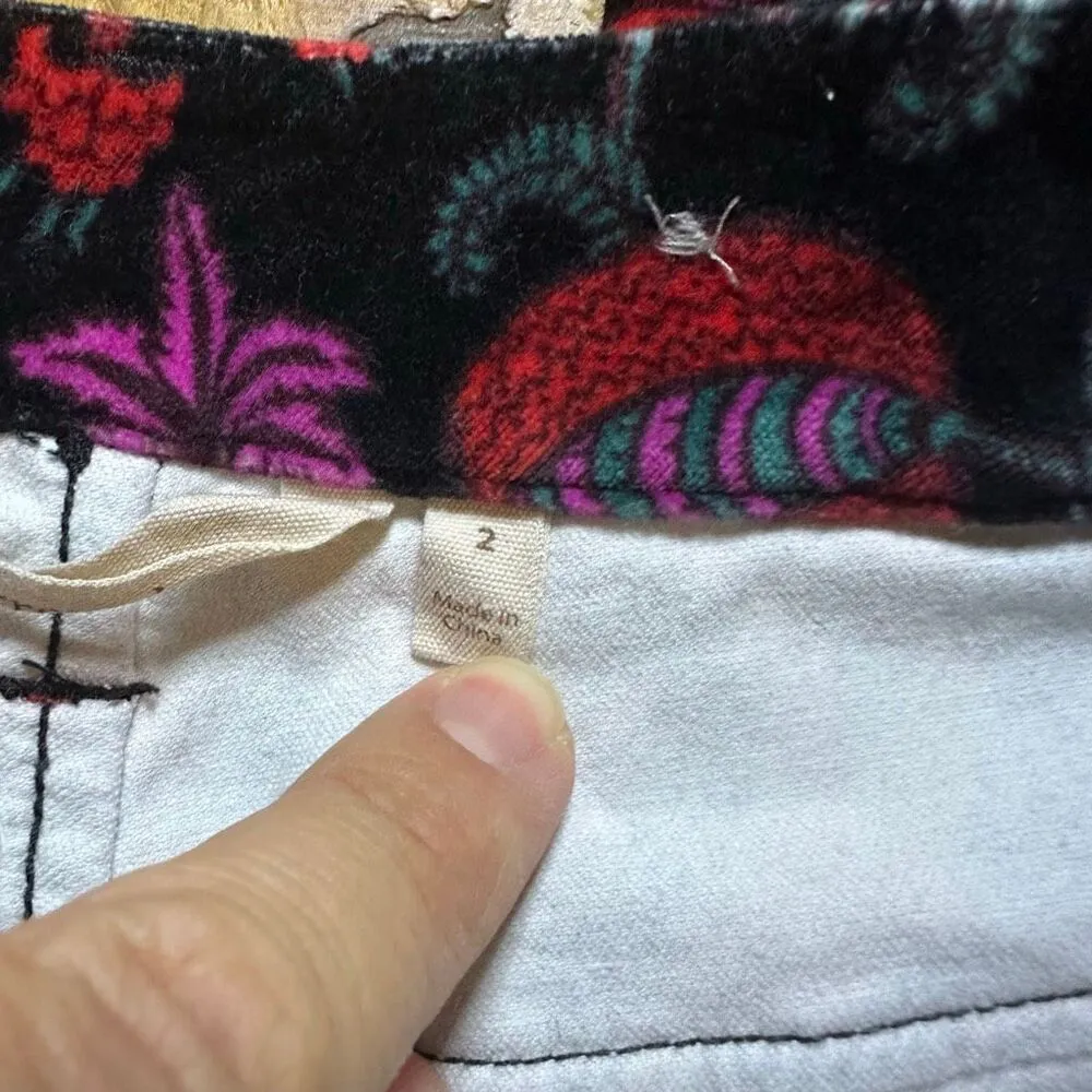 Soft Surroundings high-rise velvet floral print skinny ankle pants 2 - Image 5