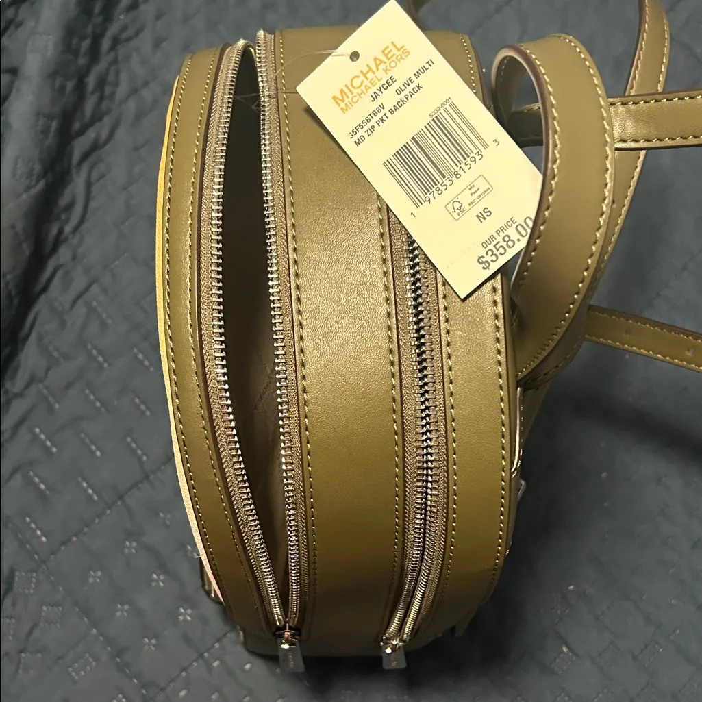 Michael Kors Gold and Olive Women's Backpack - Image 3