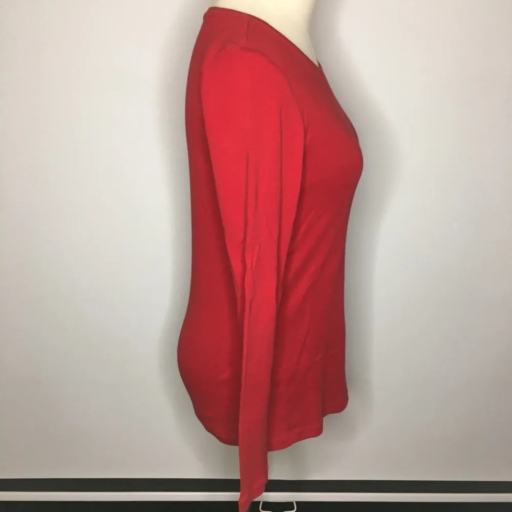 JCPenney Red Long Sleeve Basic Shirt Small - Image 5