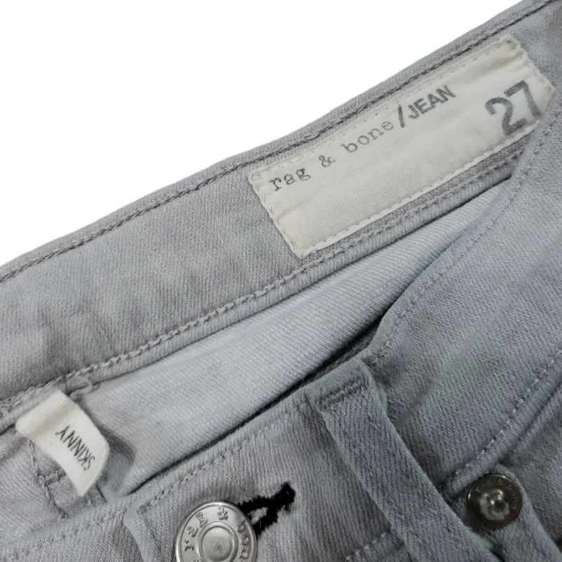 Rag and Bone  Jeans Size 27 Skinny Jeans Stretch Surrey With Holes Distressed Gray Denim Pants - Image 5