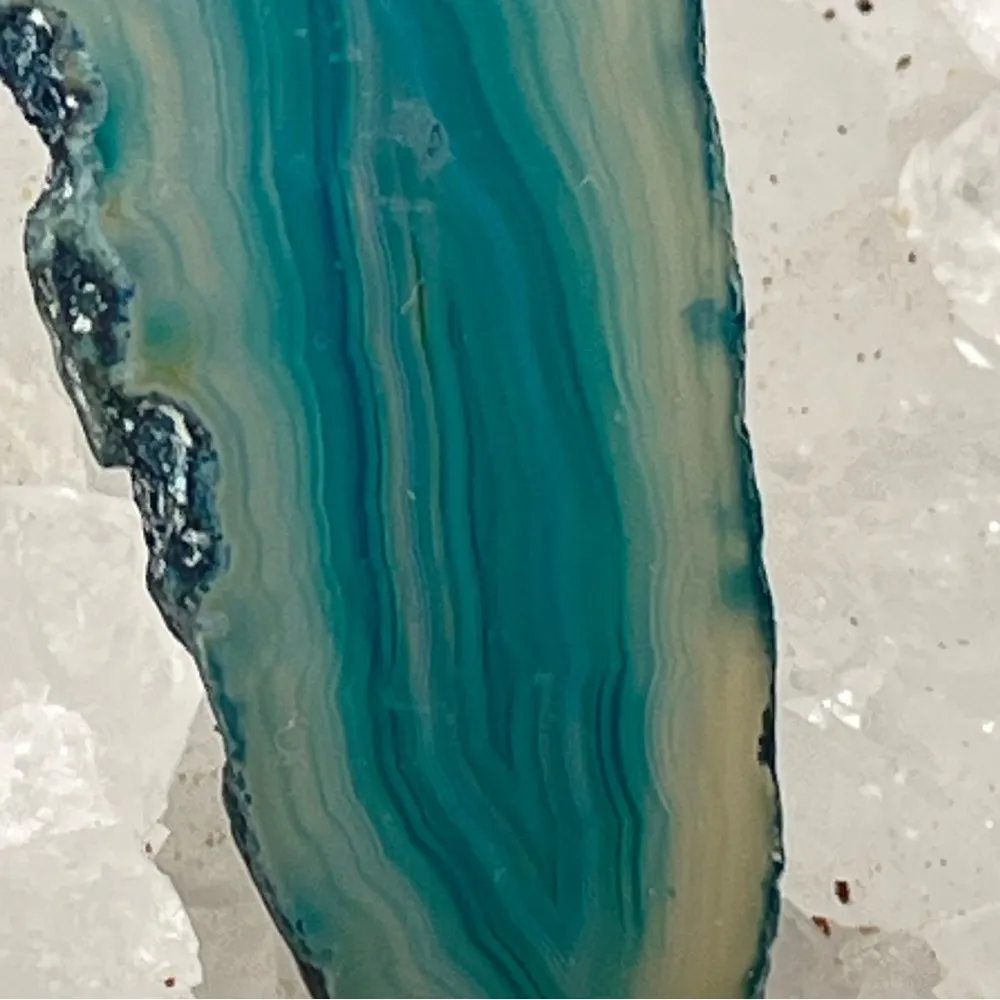 Brazilian Agate Slice Geode Pendant & Black Faux Leather Cord. Handmade - Image 5