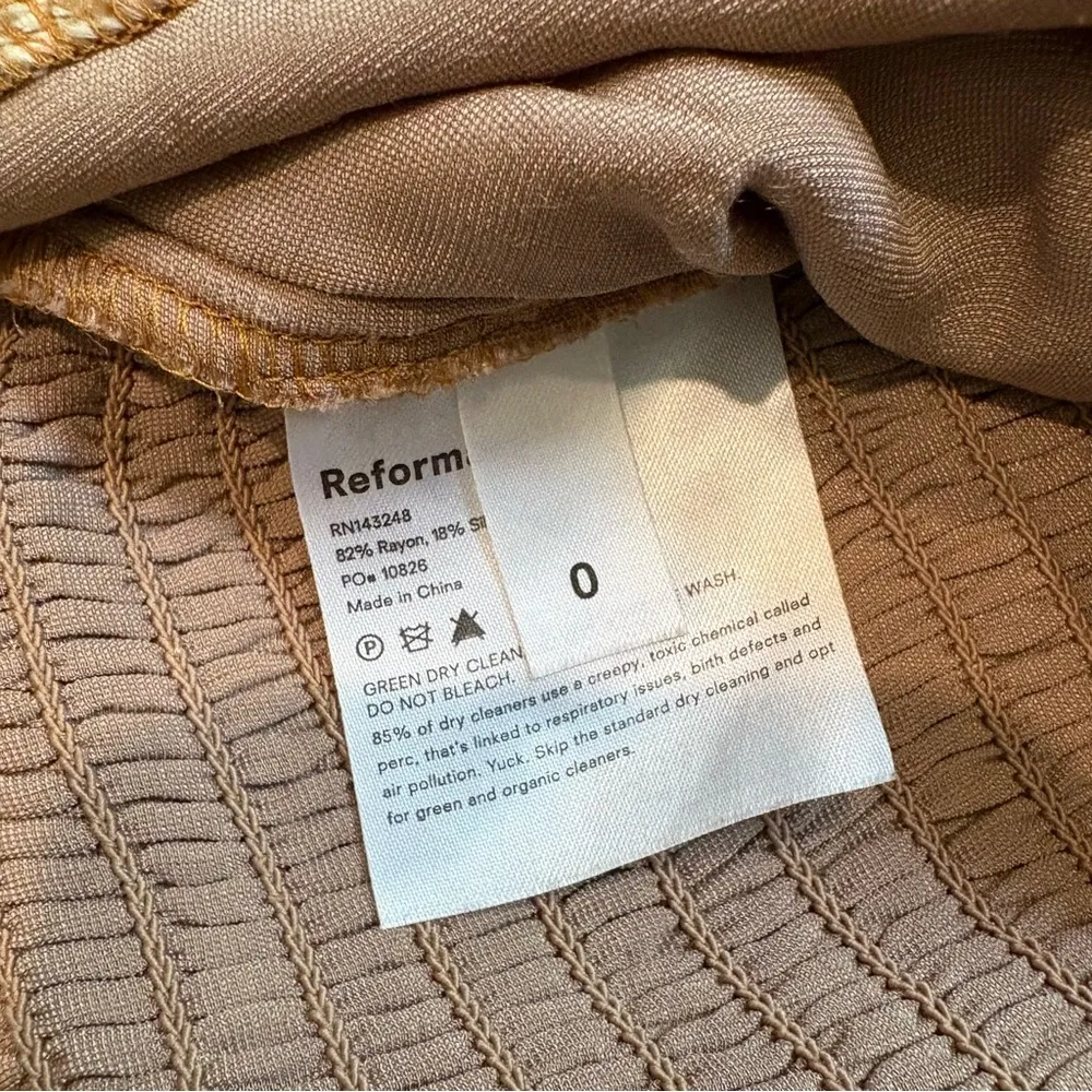 Reformation Mallory Crushed Velvet Long Sleeve Top Reyes Gold, Sz 0 - Image 15