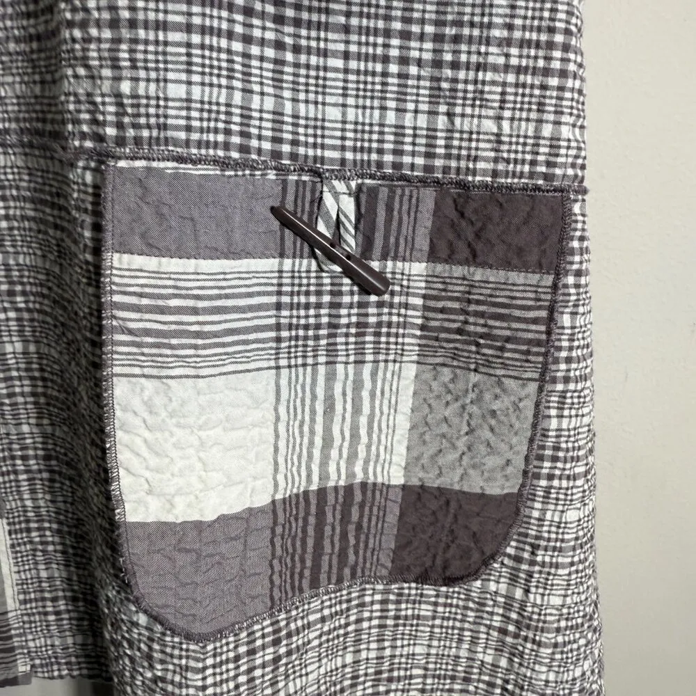 Ali Miles Plaid Seersucker Lightweight Jacket Womens 1X Brown Lagenlook Art NWOT - Image 9