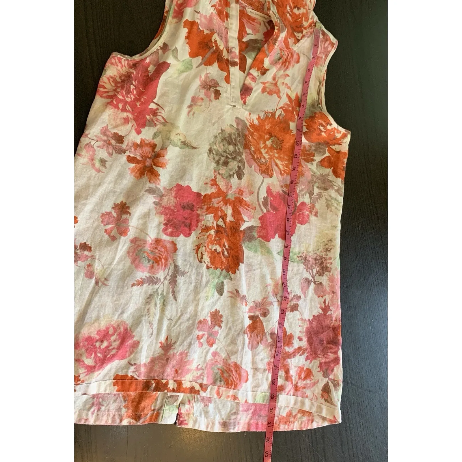Soft Surroundings Garden Party Floral Linen Hooded Sleeveless Tunic‎ Blouse Med - Image 7