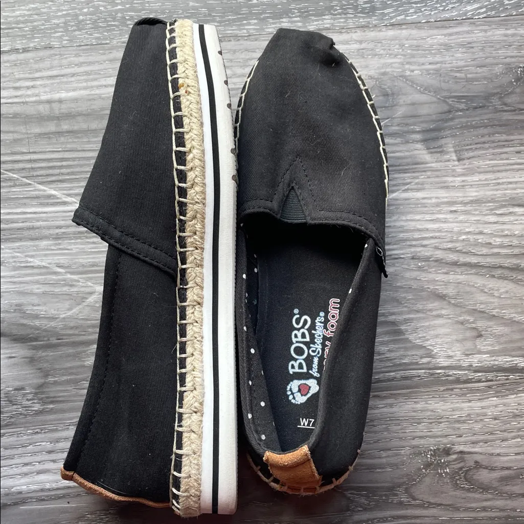 Bobs From Skechers Breeze Memory Foam Plus Espadrille Sneakers Women 7 Black - Image 6