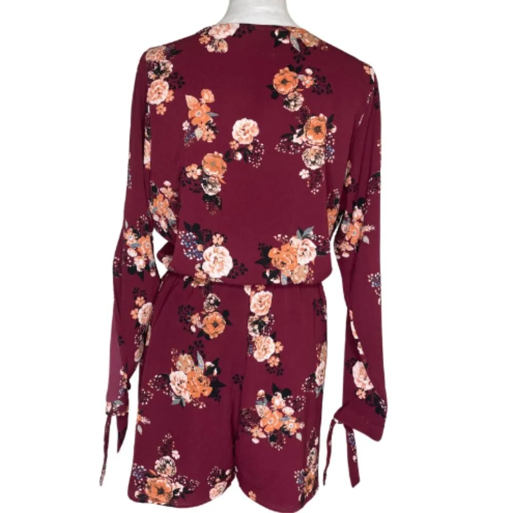 Women's Blush Colorful Floral Tropical Reese Romper Sx XL Boho Flowy - Image 2