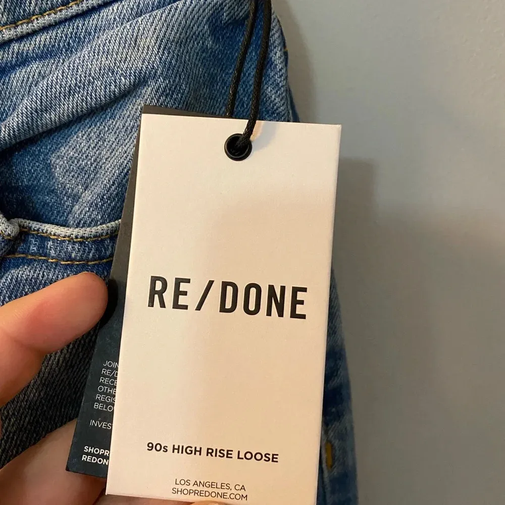 NWT RE/Done 90’s ultra high rise loose crop size 24. Dusty blue. 27” inseam. - Image 6