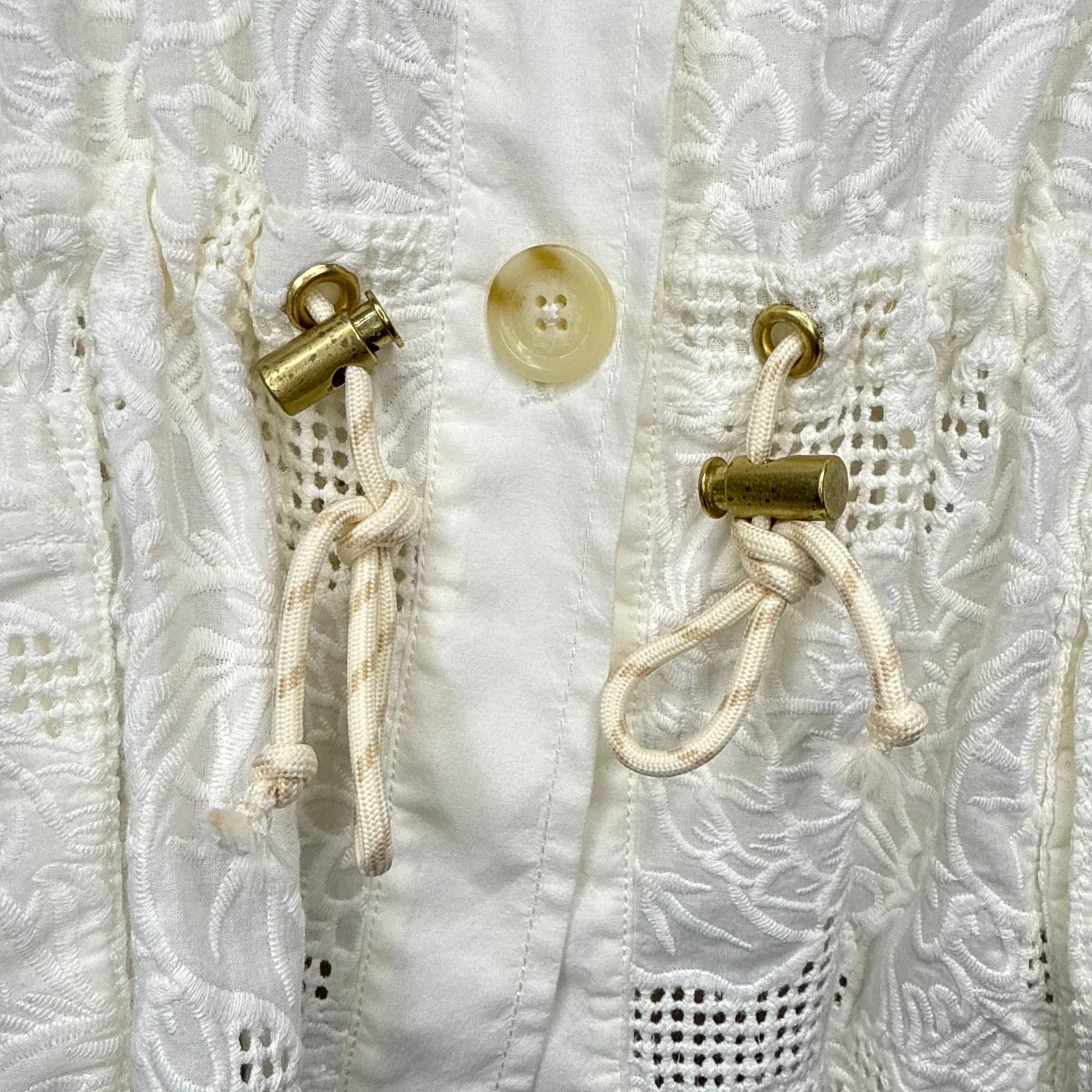 Anthropologie Eyelet Anorak Cotton Jacket Small Feminine White Boho‎ OB978483 - Image 8
