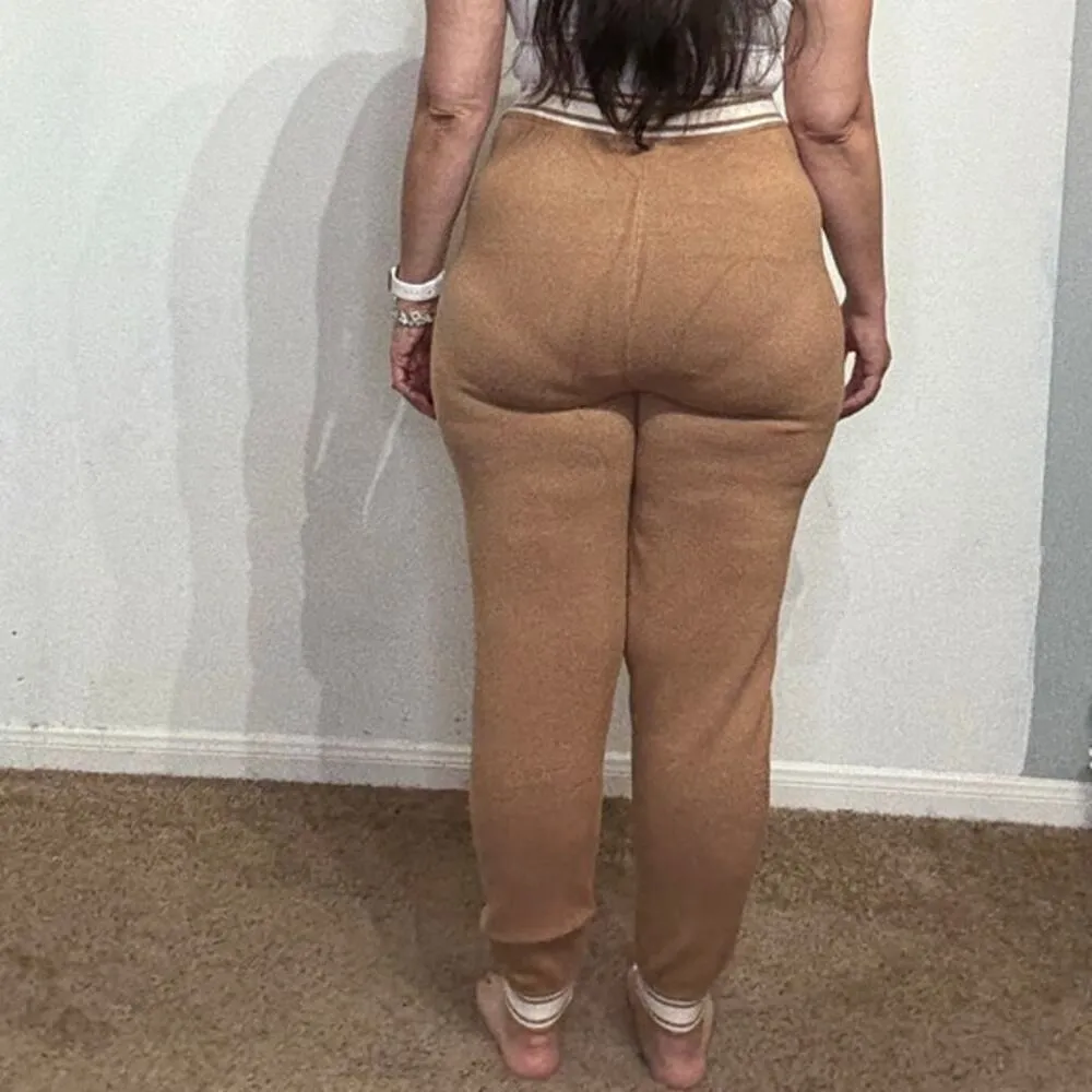 Victoria's Secret Pink Camel Varsity Knit Jogger Pants Sz M NWT Tan Size M - Image 11
