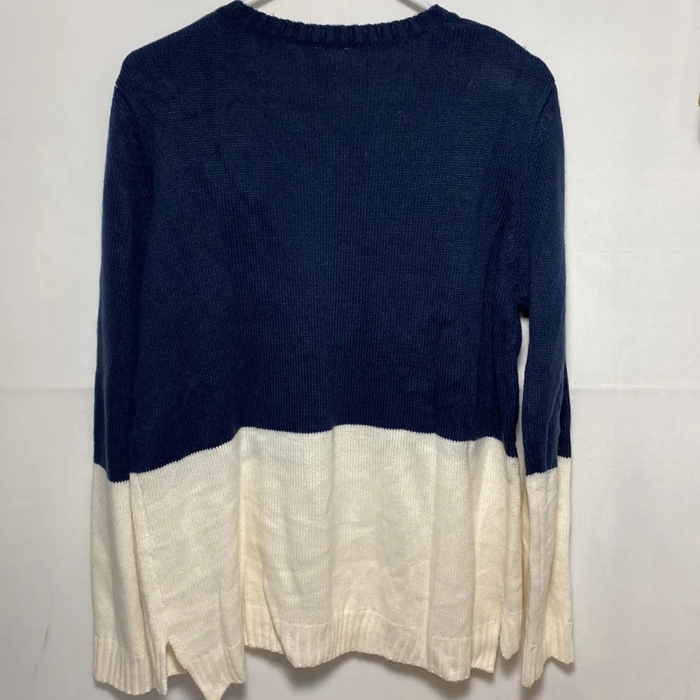 Womens Christmas Sweater navy blue and cream color size L ( 12-14 ) - Image 5