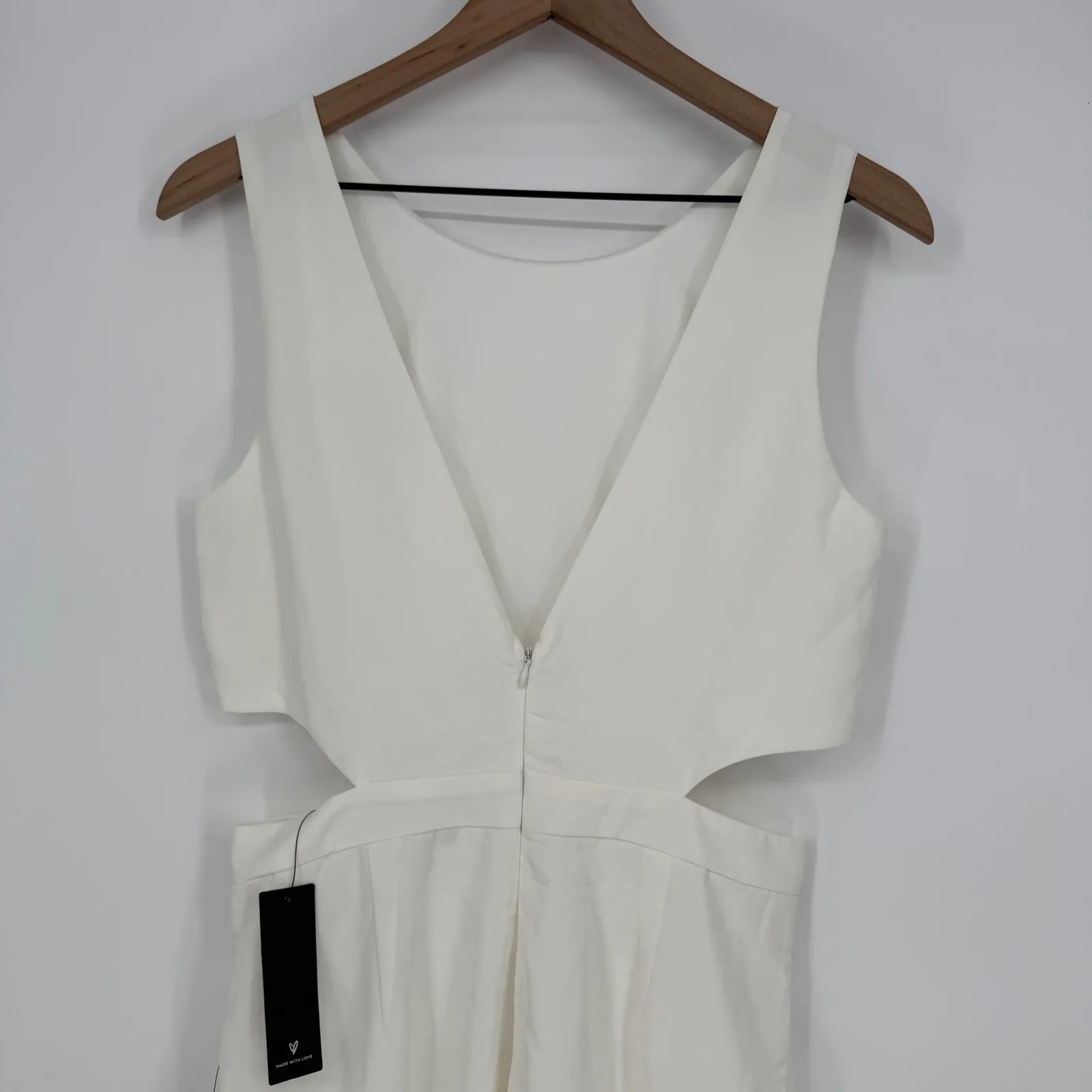 Lulus Moments To Remember White Sleeveless Wide-Leg Cutout Jumpsuit‎ Size M - Image 10