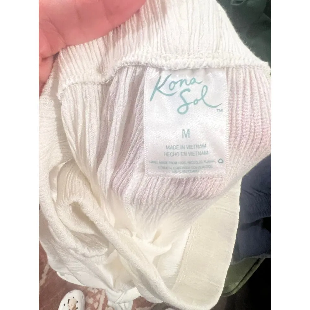 Womens Kona Soul Beach Coverup Rayon Front tie Slim Pants M Resort wear Vacation - Image 10