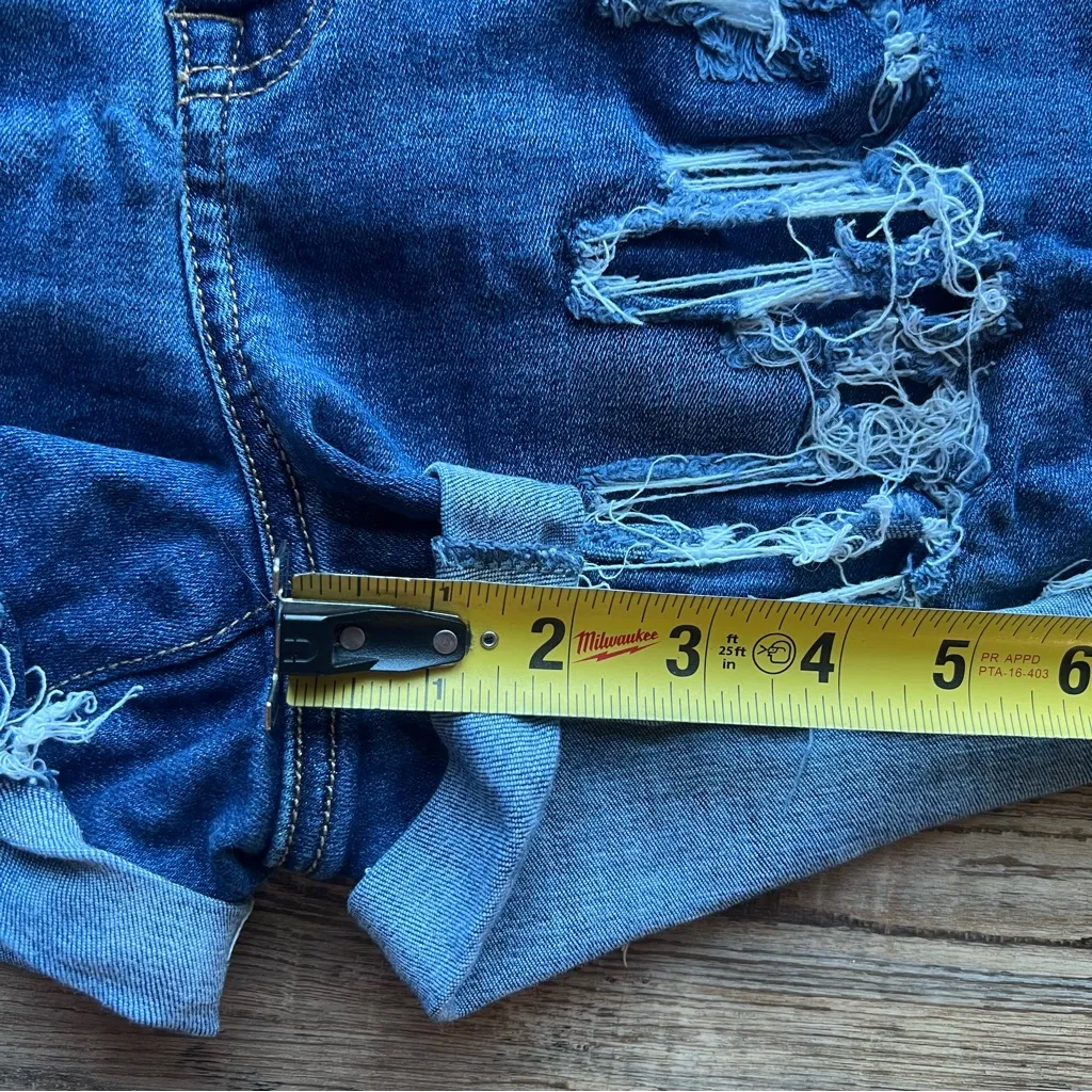 American Eagle Womens Dark Wash Curvy Hi-Rise Shortie Stretch Jean Shorts Size 6 - Image 4