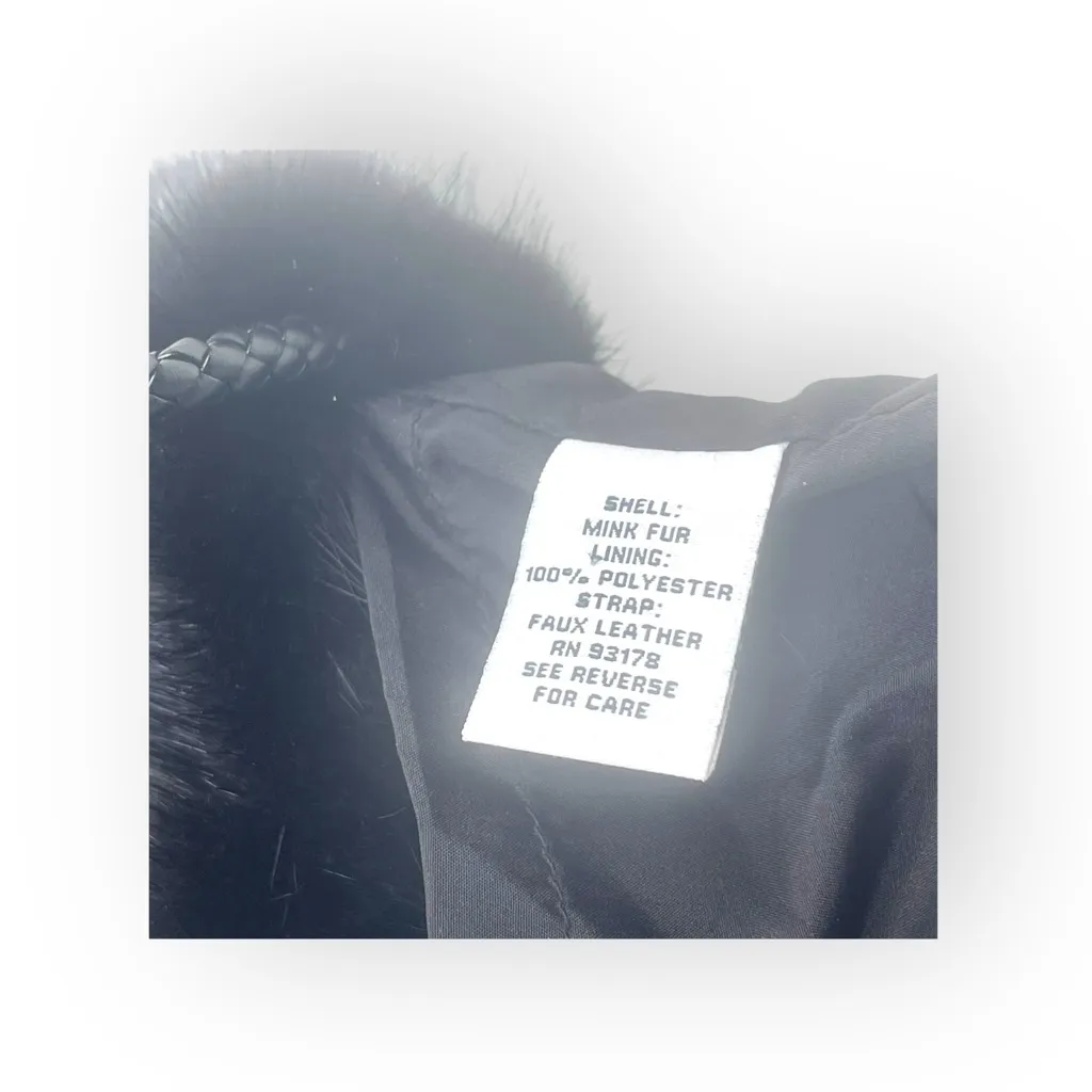 new The Cashmere Project ✽ Dyed Mink Braided Strap Crossbody Mini Bag ✽ Black ✽ - Image 12