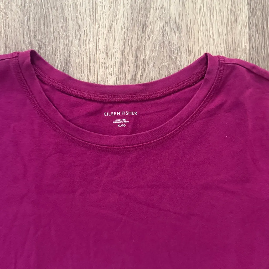 Eileen Fisher Women's Magenta Shirt Dress with Slits Organic Cotton Blend Casual - Image 3