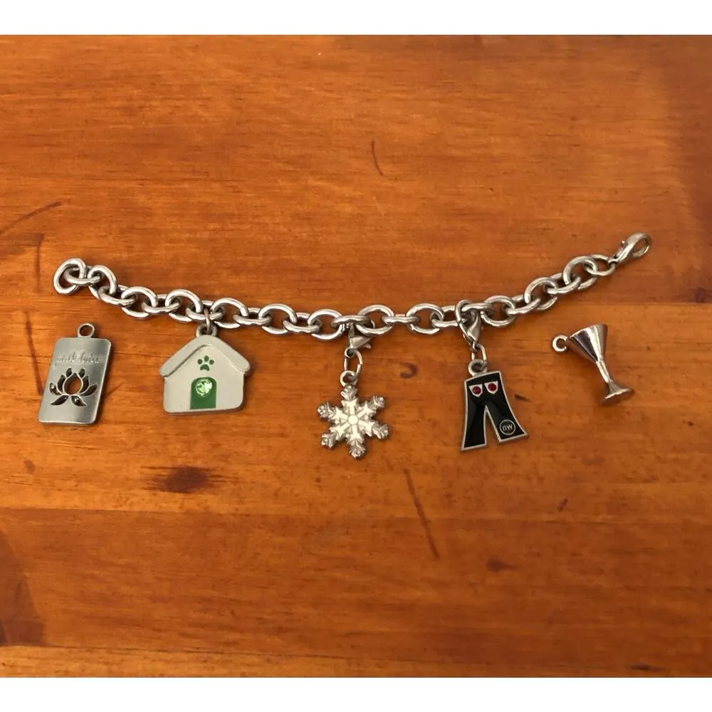 Charm Bracelet Silver Plated Jeans, Doghouse, Star Champagne Flute Symbol Charms - Image 4