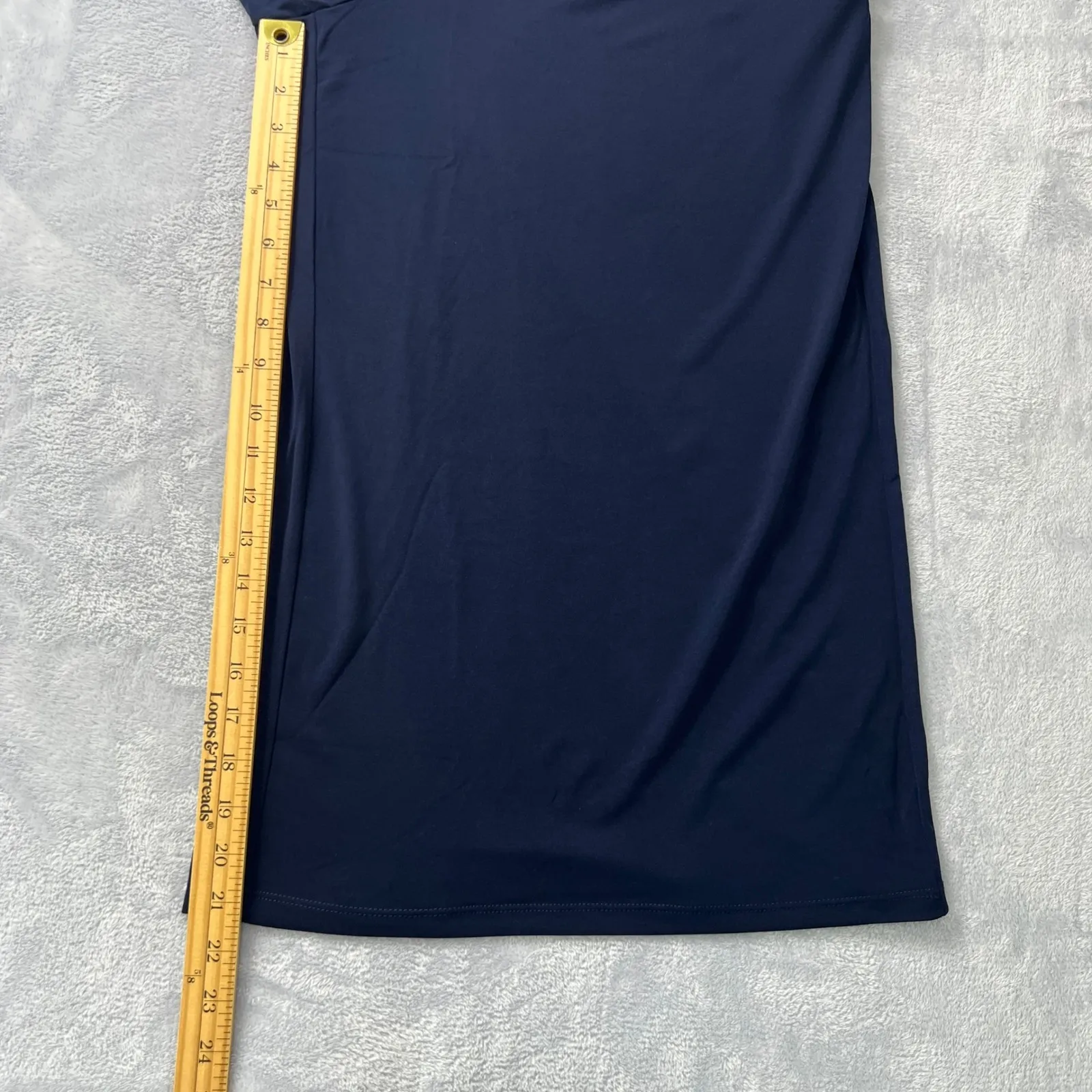 Susan Graver Everyday Wide Leg Crop Pants XL Navy Blue Cold Liquid Knit Pull-On - Image 10