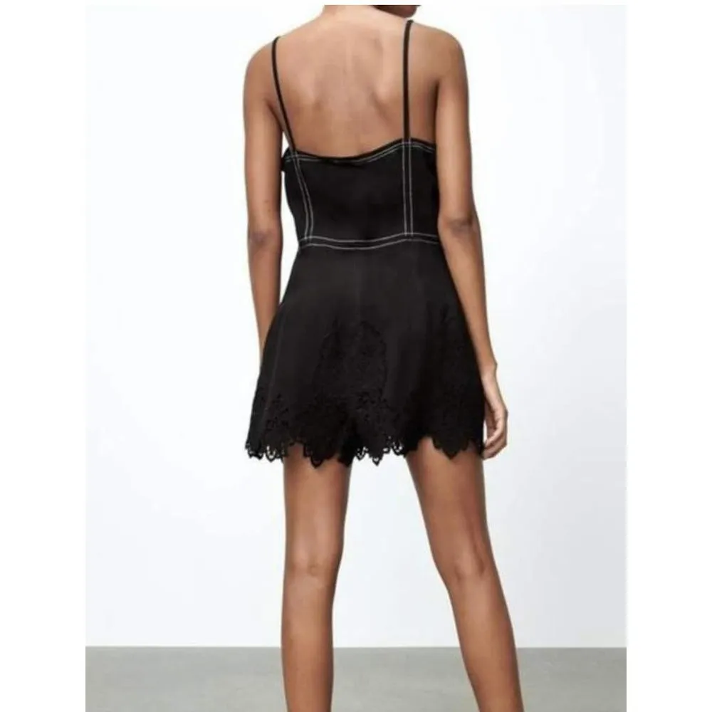 ZARA Strappy Short Romper Jumper One Piece Black Size XS NEW - Image 3