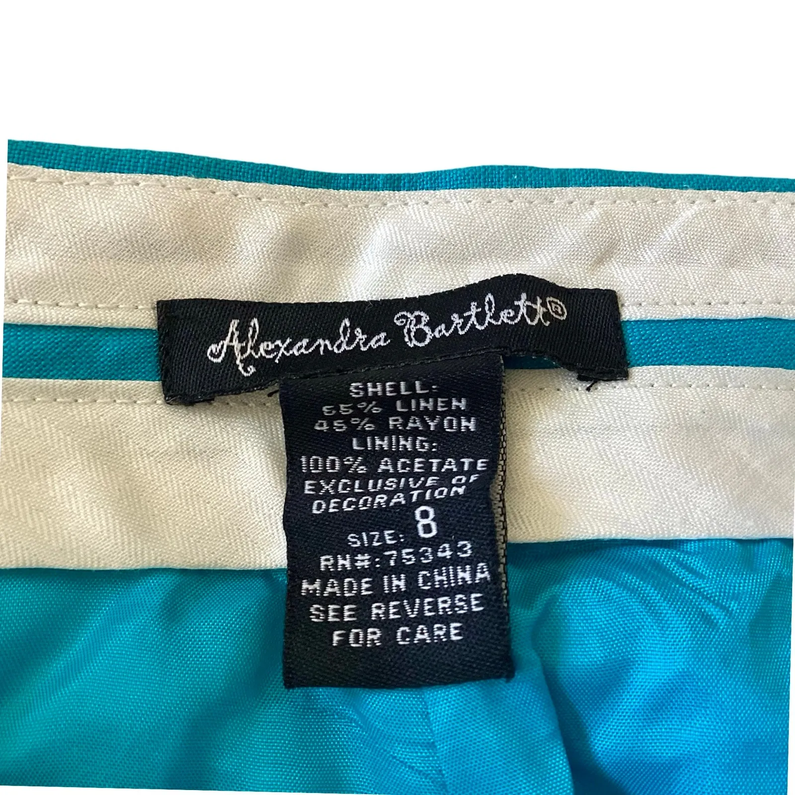 Alexandra Bartlett Linen Blend Pants Blue Size 8 - Image 3