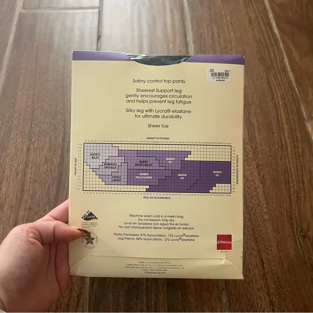 Vintage J.CPenny sheerest support navy pantyhose Blue - Image 3