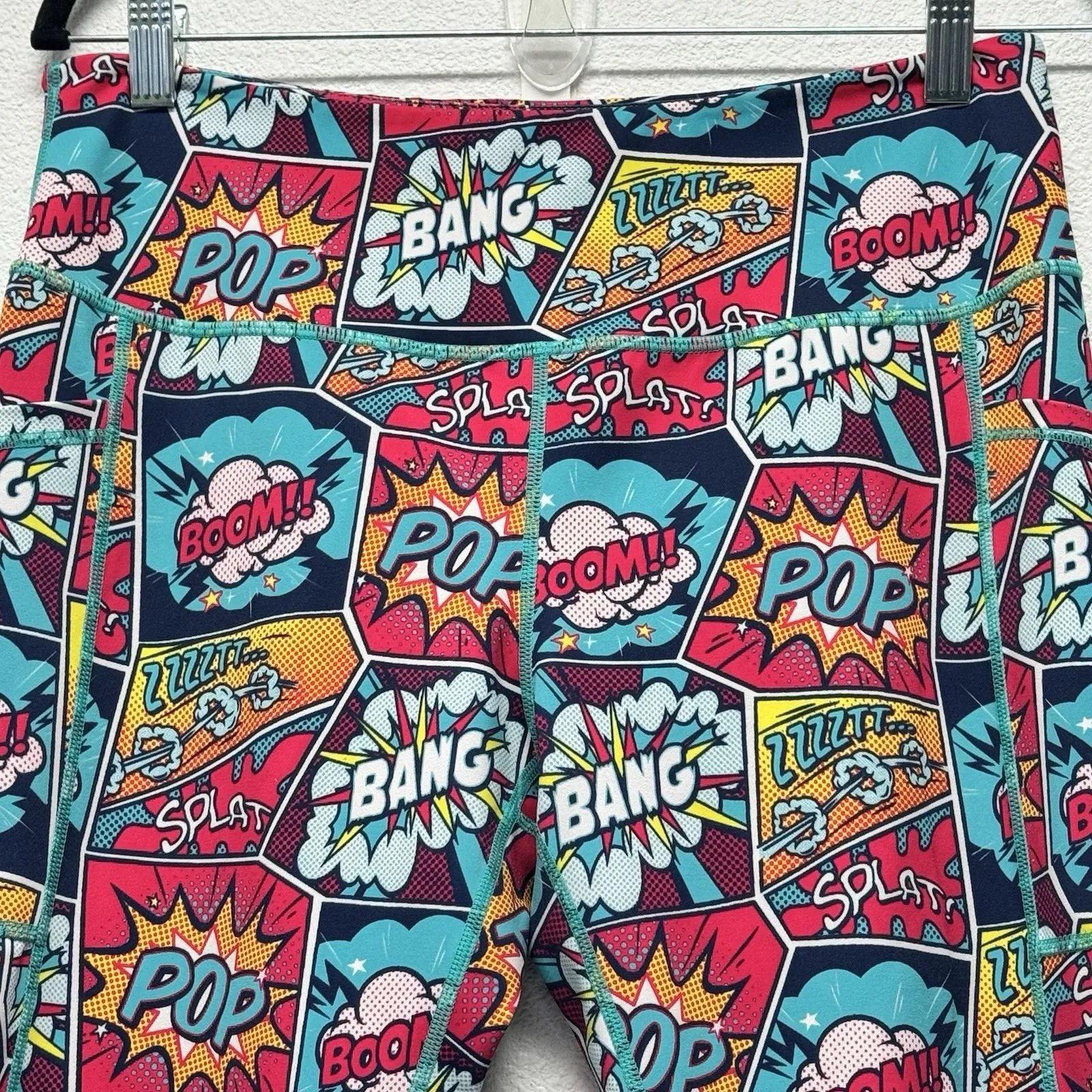 Constantly Varied Gear CVG Comic Strip Leggings BOOM POP BANG Women Large Bright - Image 2