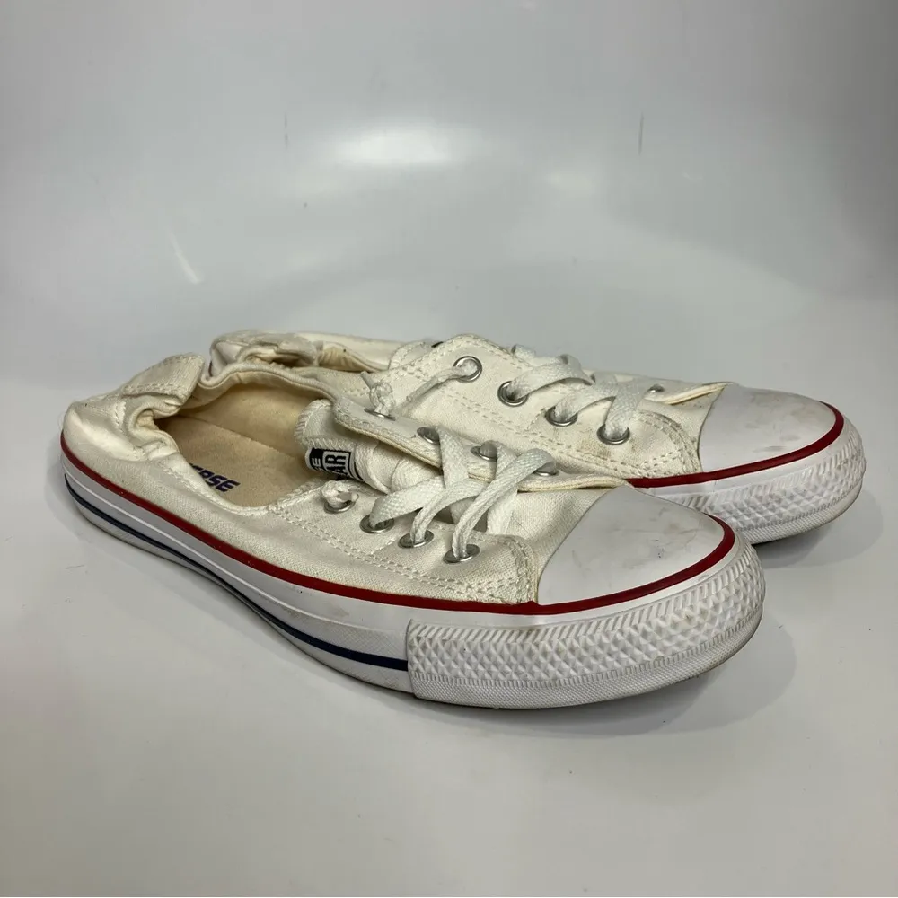 Converse white lace up sneakers women’s size 9 casual skater skateboard‎ canvas - Image 3