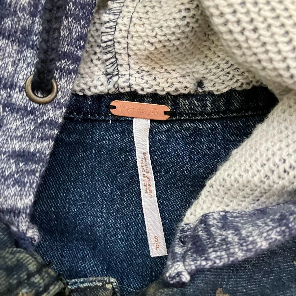 NWT Free People We The Free Throwback Denim Knit Hoodie Jacket - Image 4