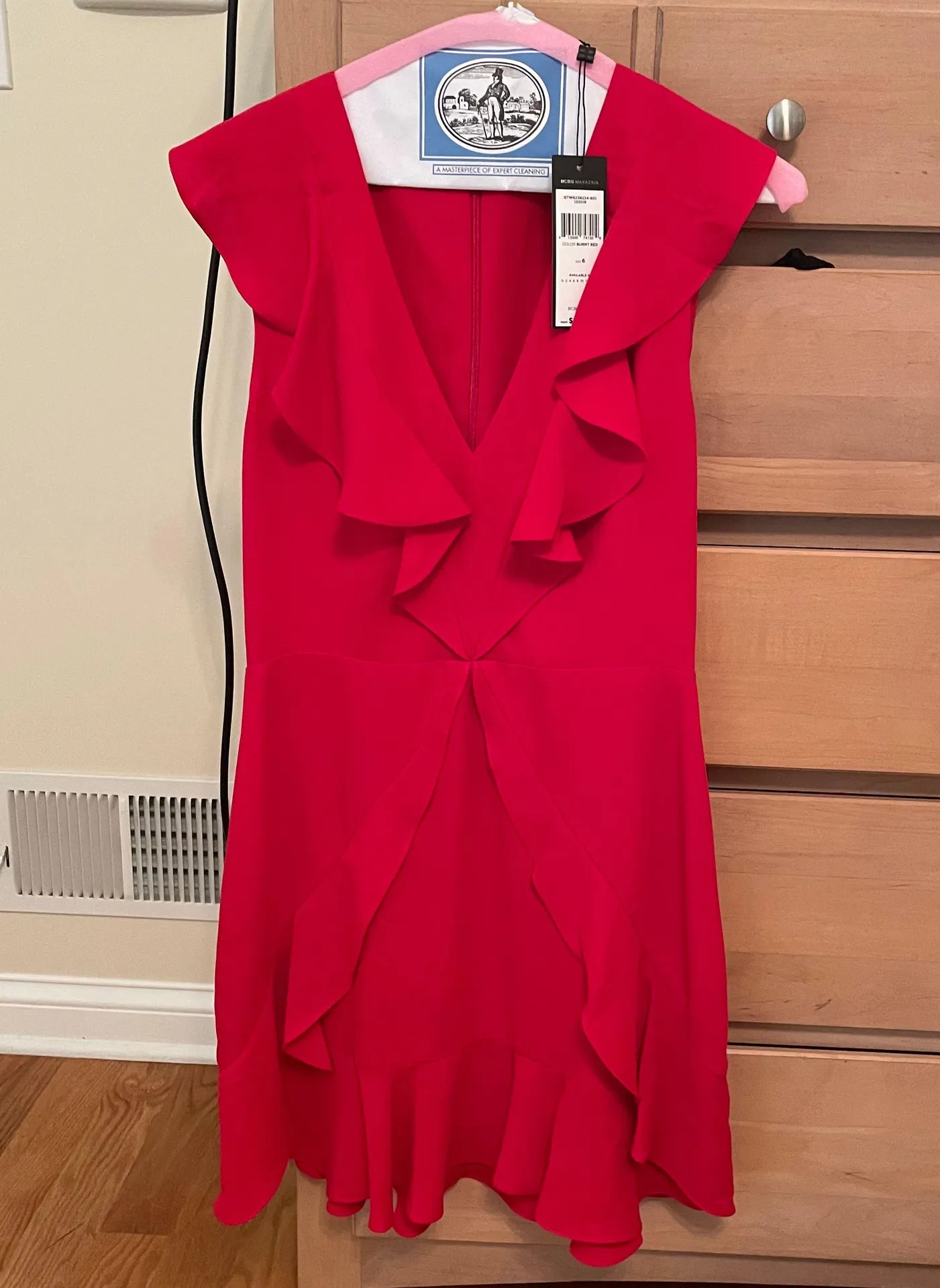 BCBGMAXAZRIA Red Ruffle Dress - Image 4
