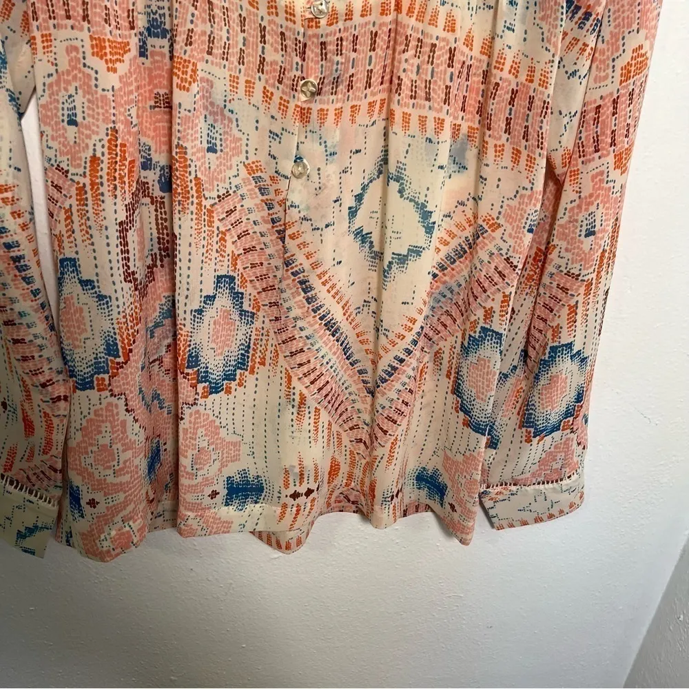 Dolan Popover Blouse Cream Geometric Red - Image 6