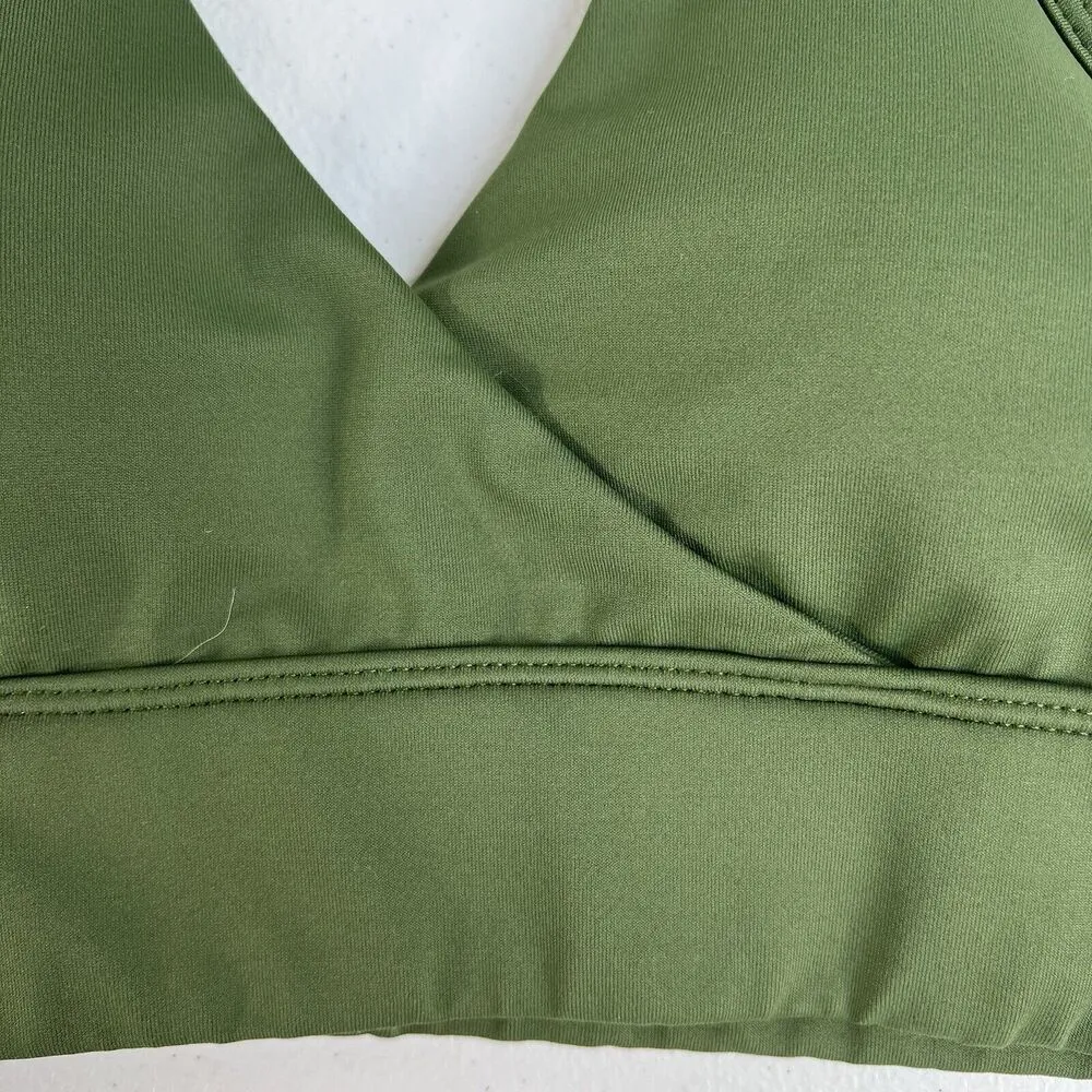 Titan Small Sports Bra Medium Support Open Back Removable Padding Green Stretch - Image 3