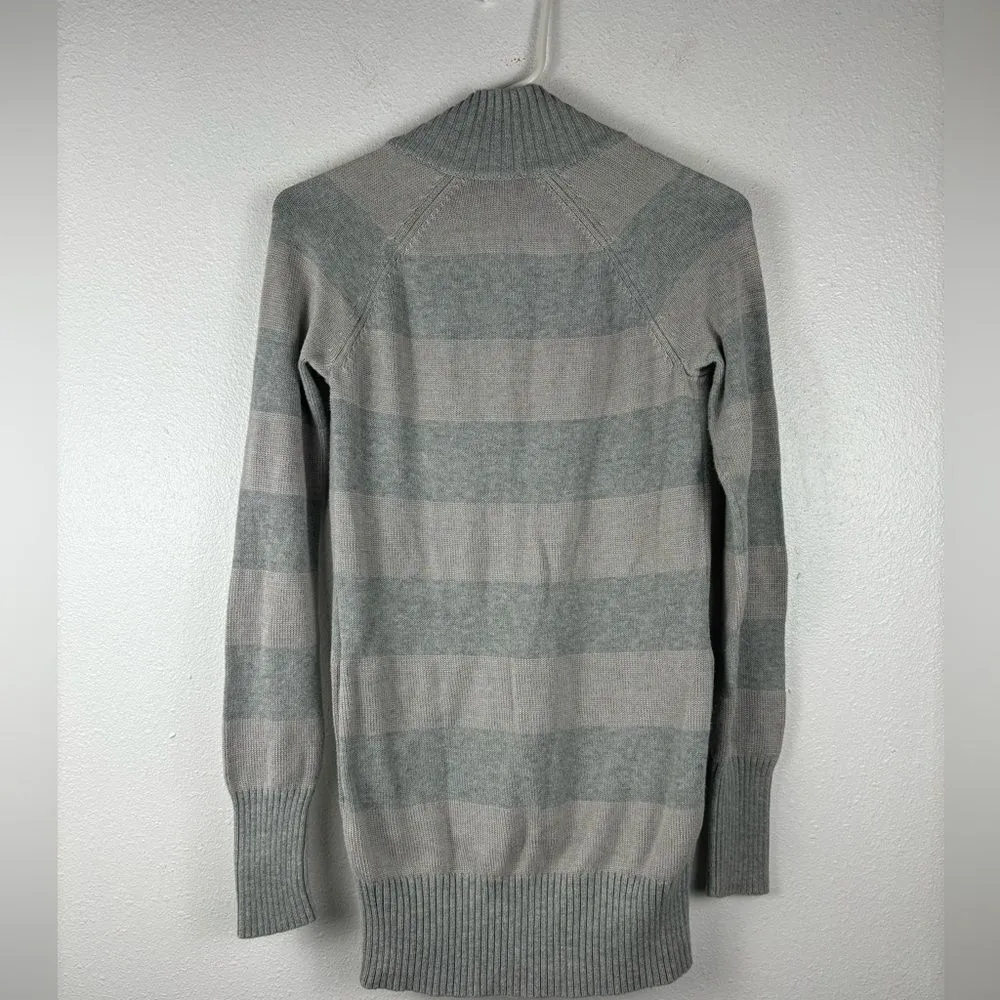 Armani Exchange S Grey Striped Zip Up Mock Neck Sweater Long Sleeve Sparkle Logo - Image 4