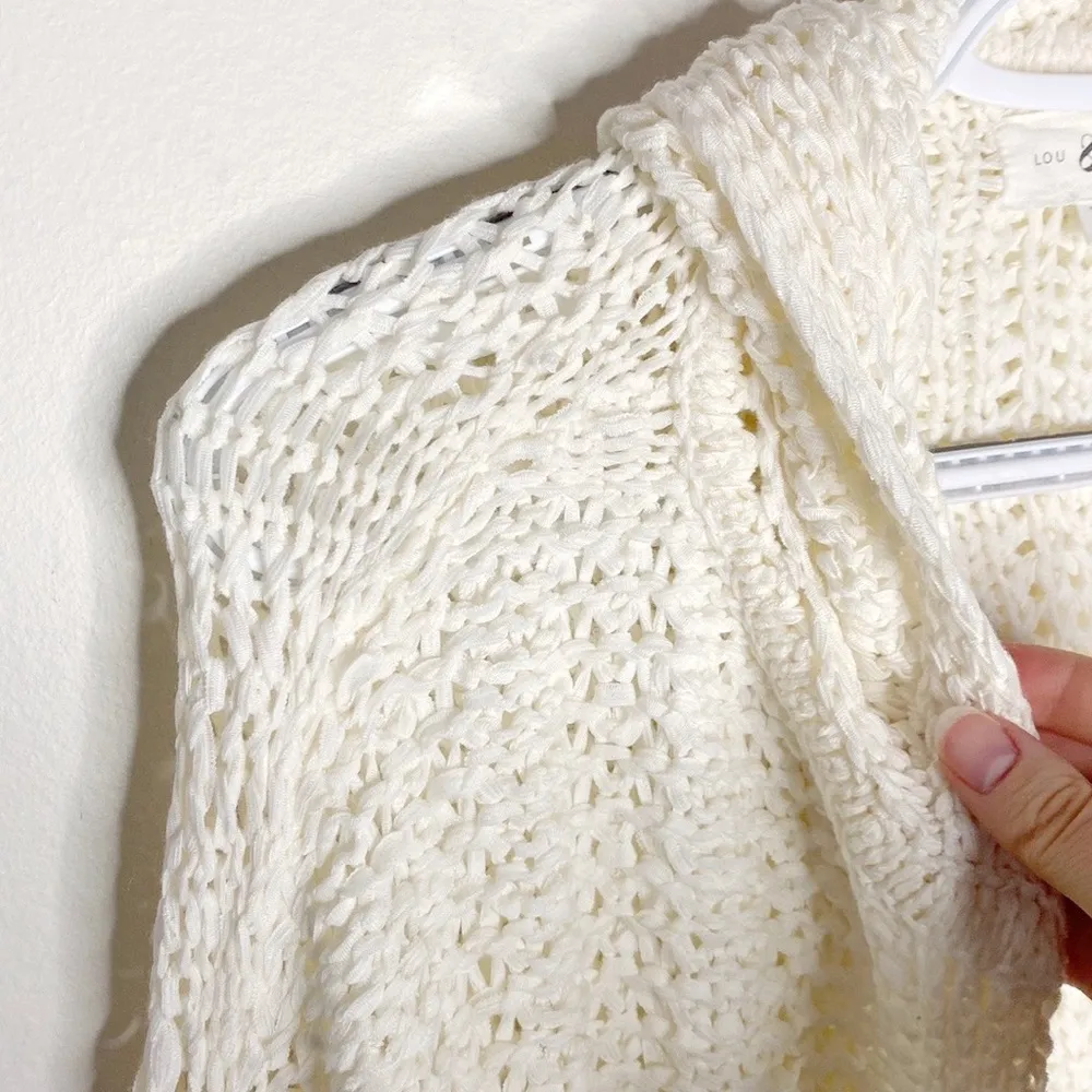 Lou & Grey tape open knit hooded sweater cardigan size XS - Image 4