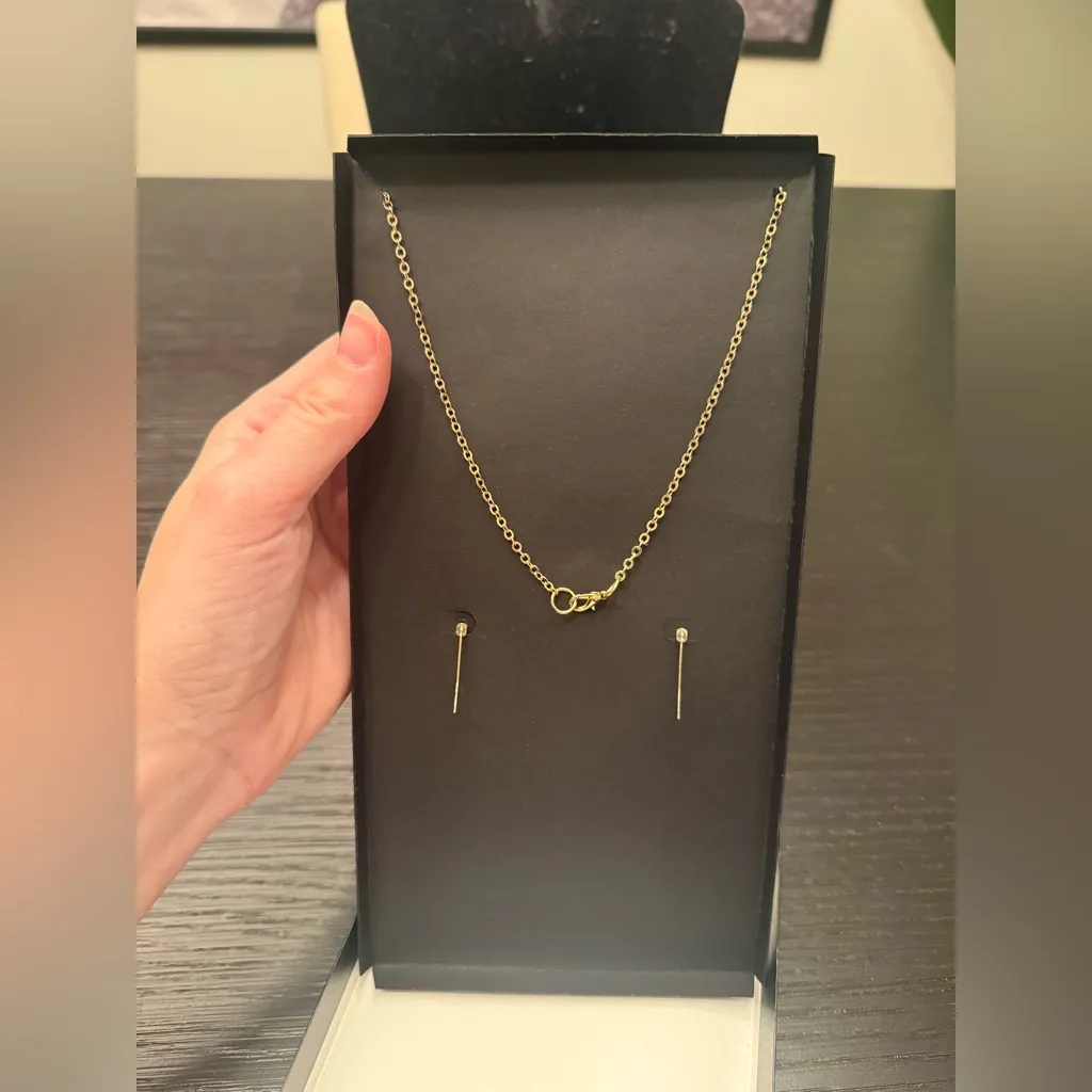 NEW Set of Matching Necklace and Earrings Gold Turquoise Teal Dangly Earrings Blue - Image 4