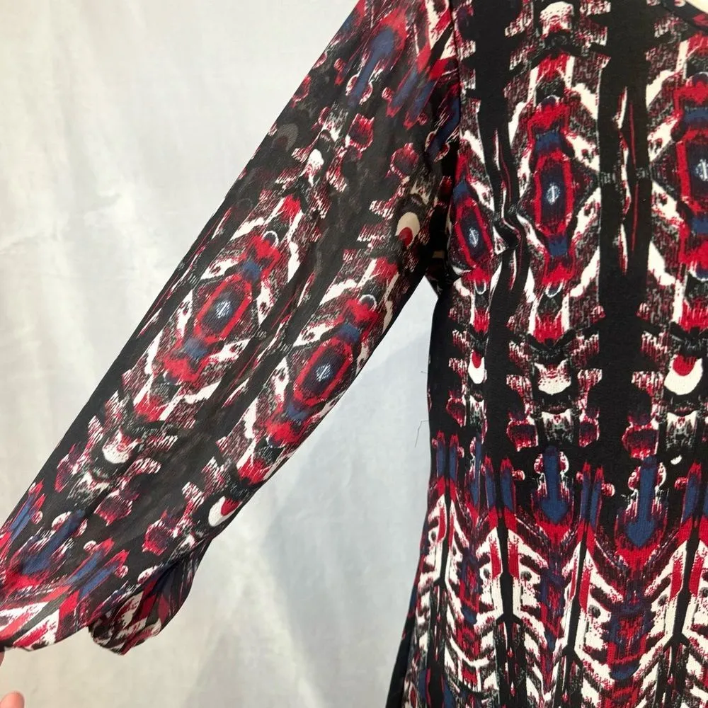 Abstract print keyhole shift dress size large - Image 3