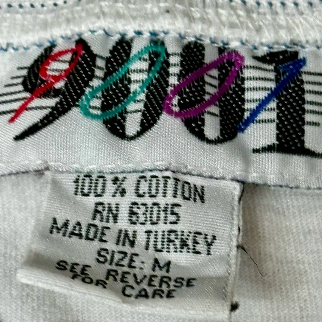 Blue White Knit Button Up Women's Cardigan True Vintage 80s 90s Sporty Graphic Size M - Image 4