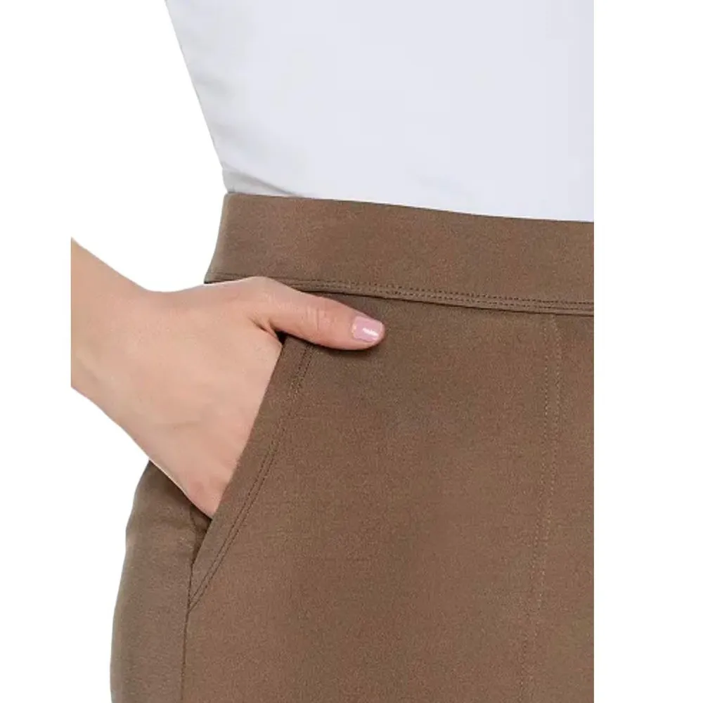 NWOT ~ LISA RINNA Dressy Brown Banded Bottom Knit Crop Jogger Pants ~ MEDIUM - Image 4