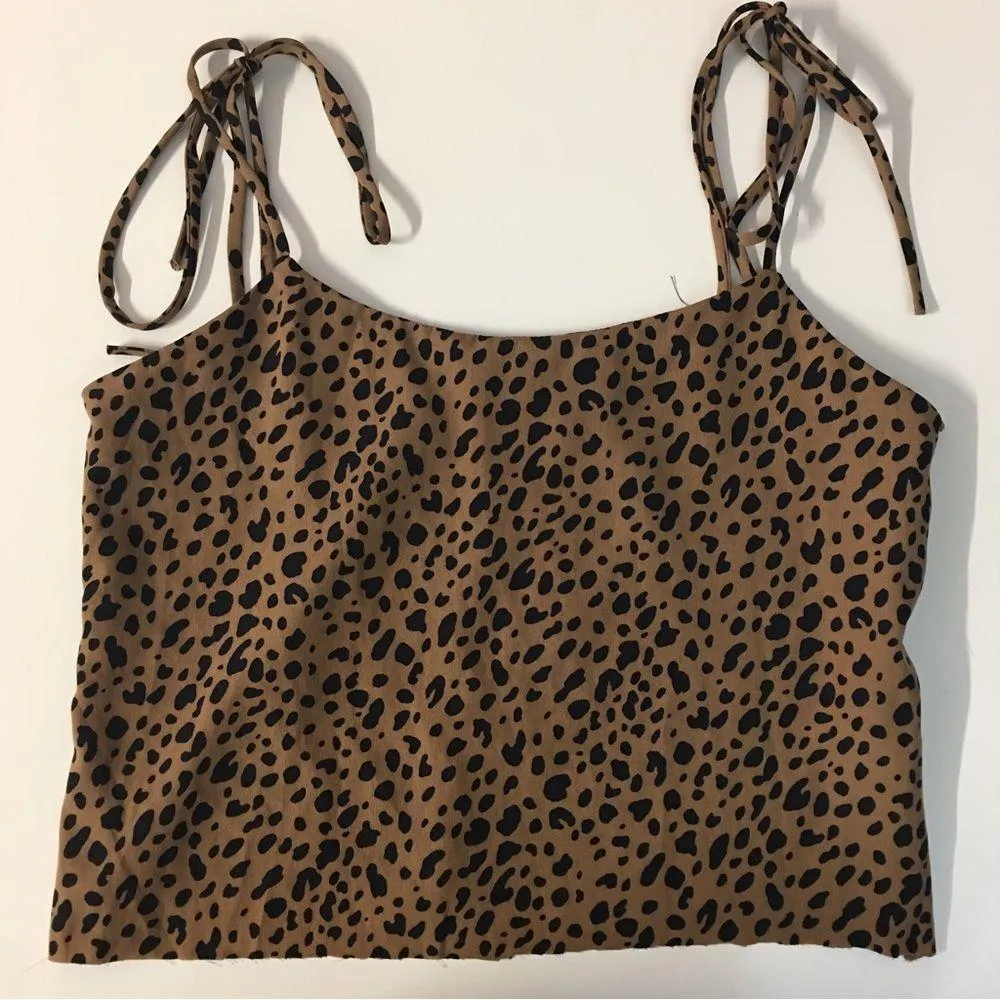Audrey 3+1 Brown Cheetah Print Crop Top Size XS - Image 4