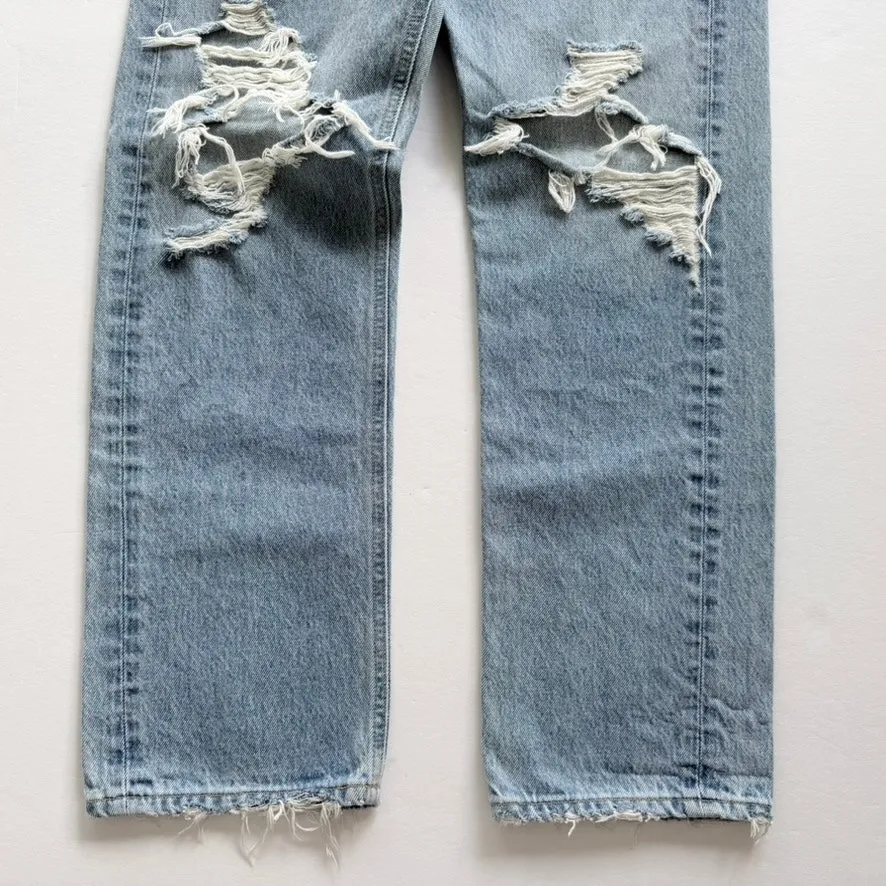 Agolde '90s Jeans Mid-Rise Loose Fit Size 25 Distressed Straight Leg Retro USA - Image 10