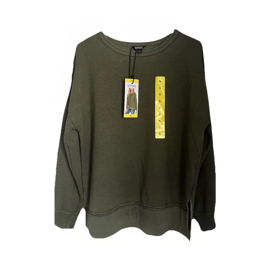 Buffalo David Bitton Women's Sweatshirt Army Green Size Small NWT - Image 11