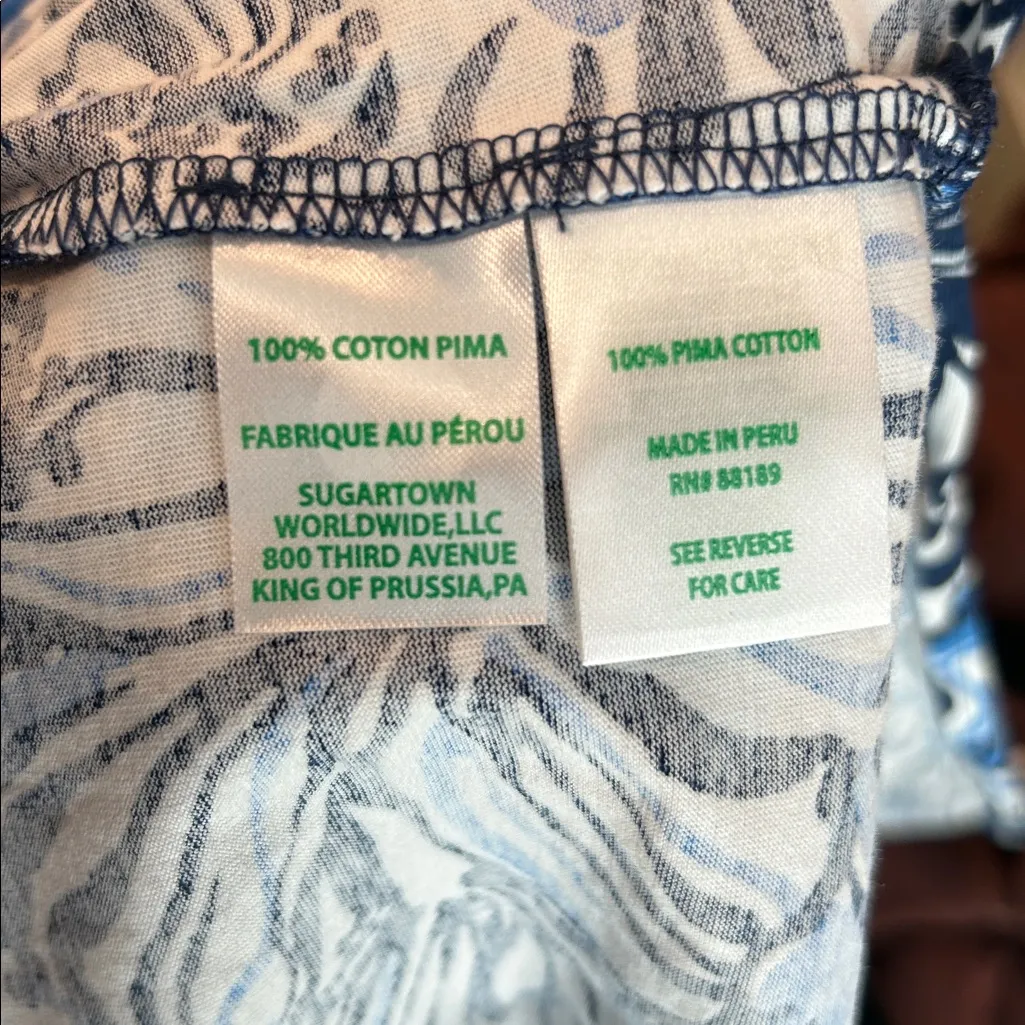 New Lilly Pulitzer Blue Floral Maxi Dress Pima Cotton Short Sleeve Size S - Image 10