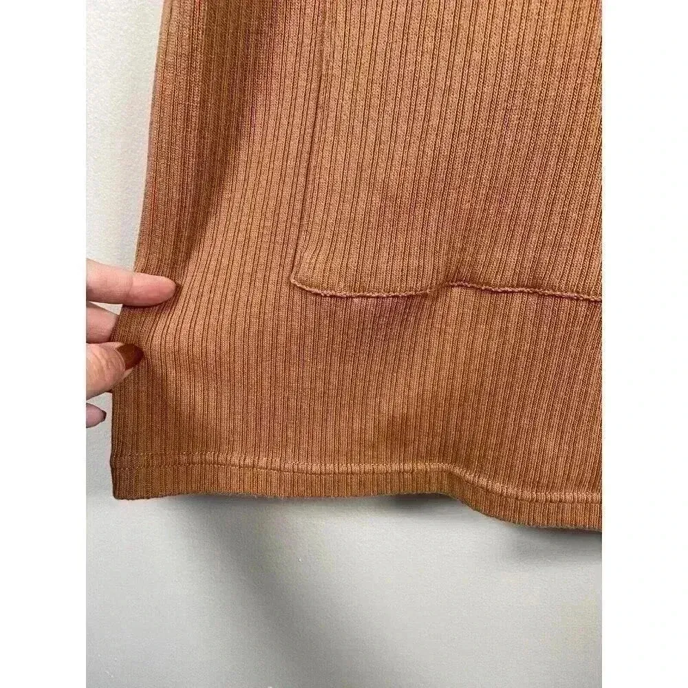 FREE‎ PEOPLE Beach Phoenix Ribbed Mini Dress Size S Small Brown Coverup Vacation - Image 4