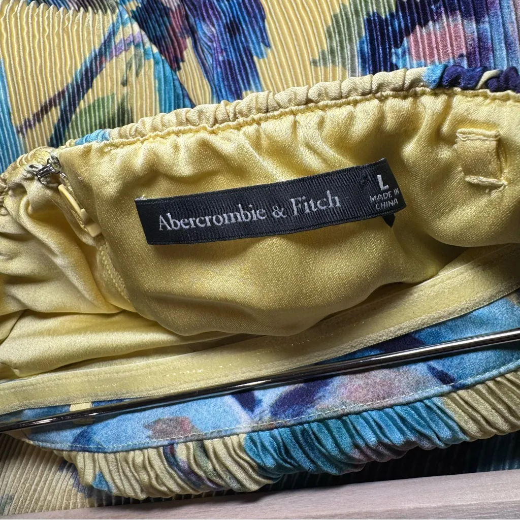 Abercrombie & Fitch Black Pleated‎ Giselle Strapless Dress Size L Floral - Image 8