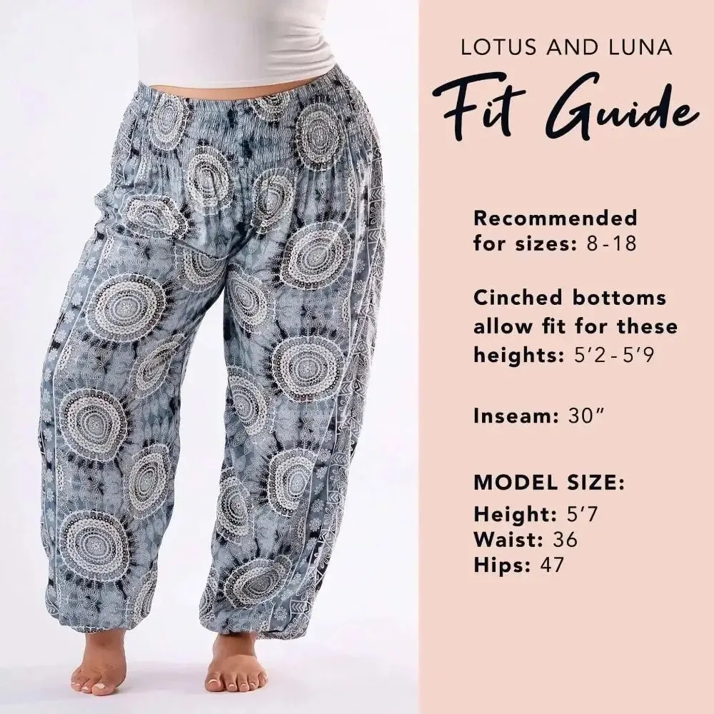 Lotus & Luna Corfu Floral Print Blue White Ankle Jogger Harem Pants - Image 13