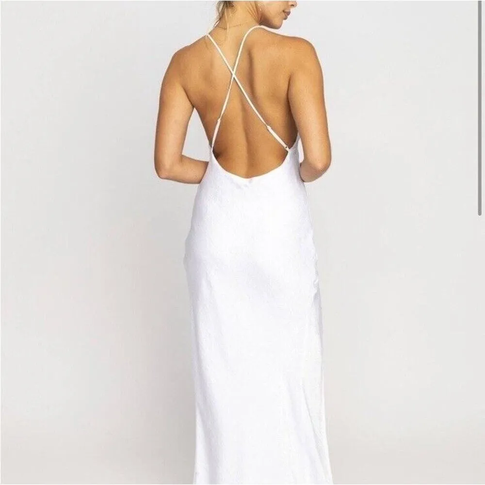 RESA Camille Slip Maxi Dress White Ivory Leg Slit Criss Cross Straps Size XS NWT - Image 2