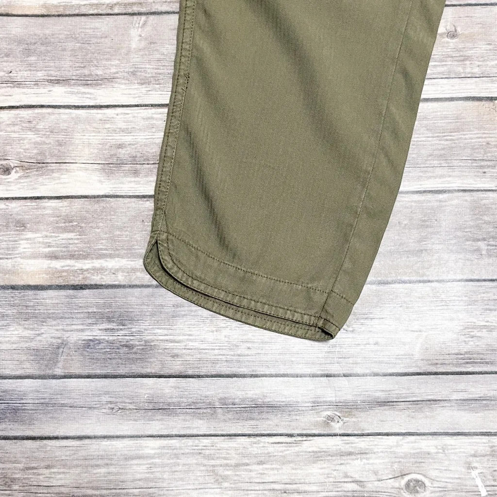 Thread Supply Deep Moss Green Pull On Ankle Length Herringbone Tapered Pants NWT Size M - Image 5