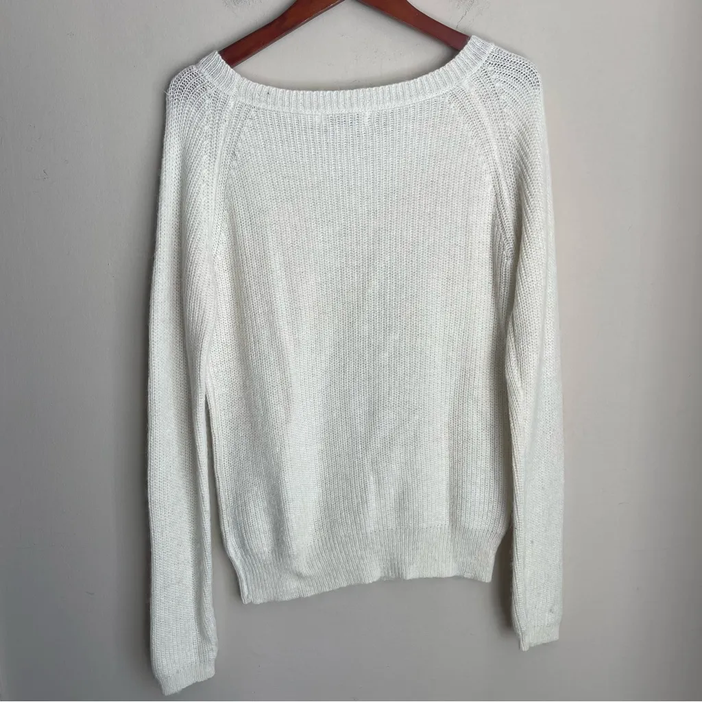 Bishop + Young Cream Knit‎ Fuzzy Wool Blend Sweater Women's Size Small - Image 5
