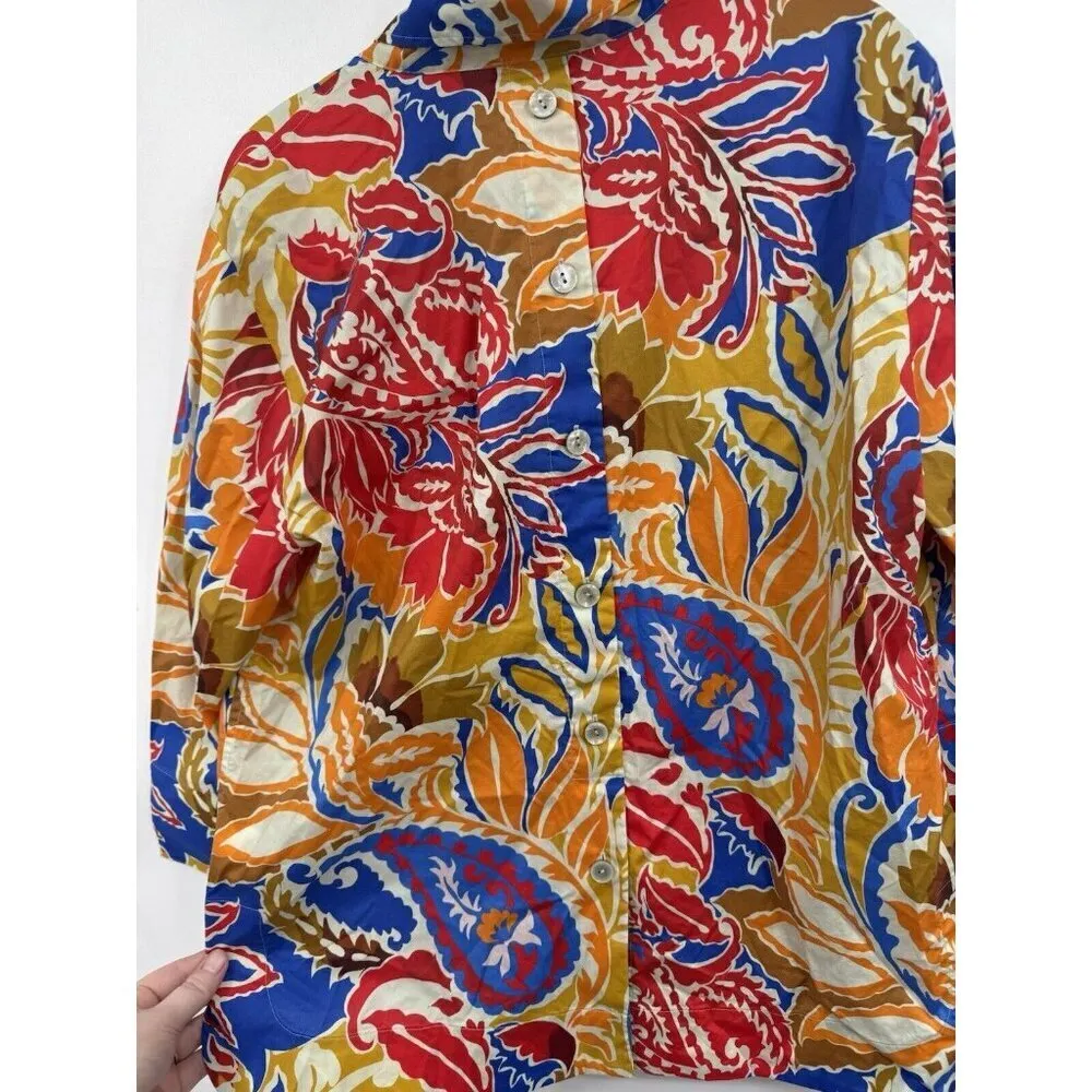Hinson Wu Aileen Blouse Women XS Multicolor Paisley Retro Floral Art To Wear‎ - Image 12