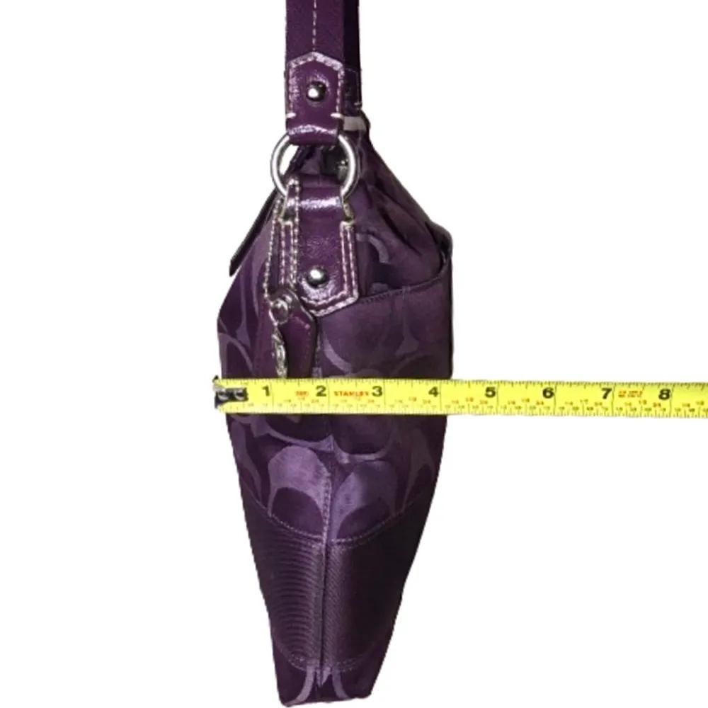 COACH POPPY Purple Jacquard Signature C Crossbody Shoulder Bag Top Zipper Close - Image 15